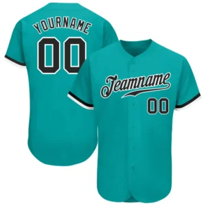 Custom Aqua Baseball Jersey with Black-White