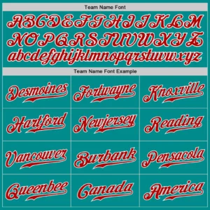 Custom Aqua Baseball Jersey with Red-White - Image 2