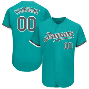 Custom Aqua Baseball Jersey with Steel Gray-White