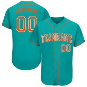 Custom Aqua Drift Fashion Baseball Jersey with Orange-White