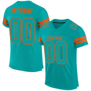 Custom Aqua Mesh Football Jersey with Aqua-Orange