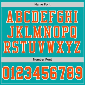 Custom Aqua Mesh Football Jersey with Orange - Image 3