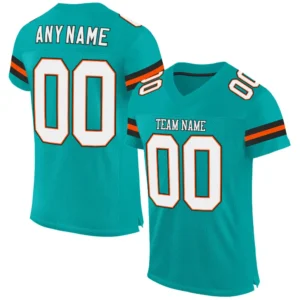Custom Aqua Mesh Football Jersey with White-Orange