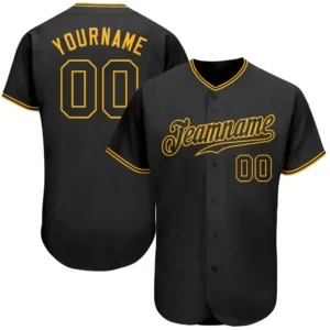Custom Black Baseball Jersey with Black-Gold