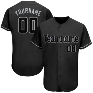 Custom Black Baseball Jersey with Black-Gray