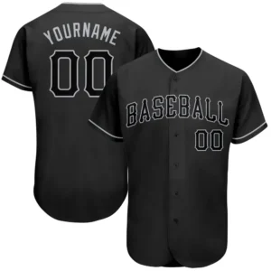 Custom Black Baseball Jersey with Black-Gray