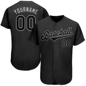 Custom Black Baseball Jersey with Black-Gray