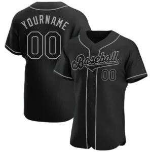 Custom Black Baseball Jersey with Black-Gray