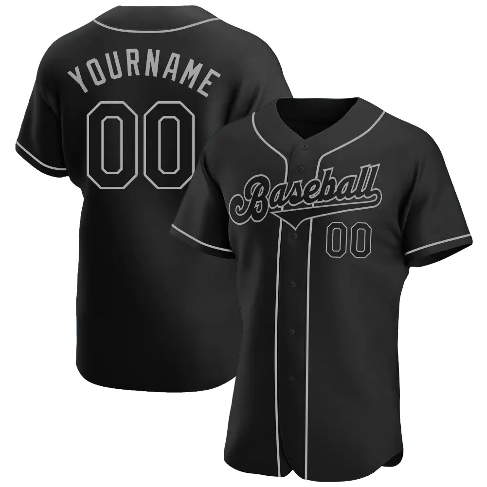Custom Black Baseball Jersey with Black-Gray