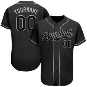 Custom Black Baseball Jersey with Black-Gray