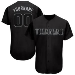 Custom Black Baseball Jersey with Black-Gray