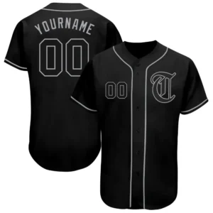 Custom Black Baseball Jersey with Black-Gray