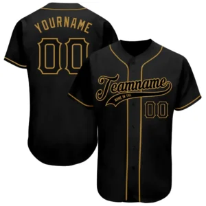 Custom Black Baseball Jersey with Black-Old Gold