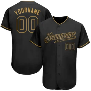 Custom Black Baseball Jersey with Black-Old Gold