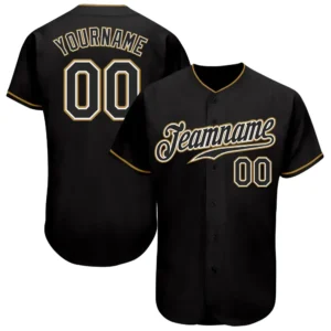 Custom Black Baseball Jersey with Black-Old Gold