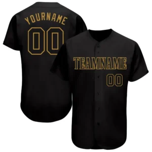Custom Black Baseball Jersey with Black-Old Gold