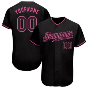 Custom Black Baseball Jersey with Black-Pink
