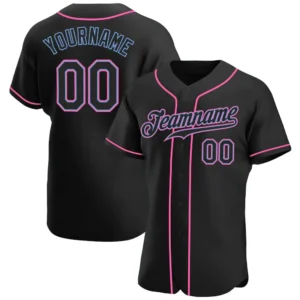 Custom Black Baseball Jersey with Black-Pink