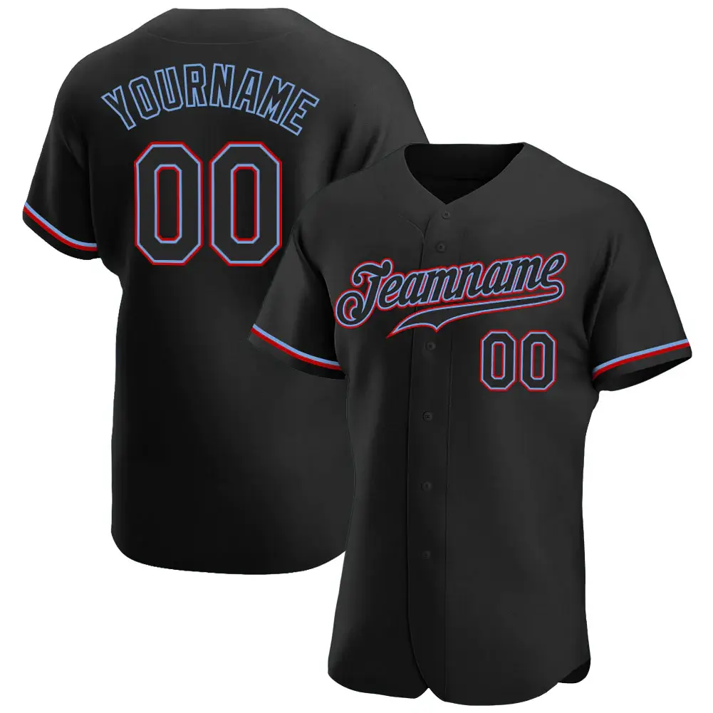 Custom Black Baseball Jersey with Black-Red