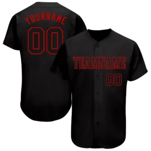 Custom Black Baseball Jersey with Black-Red