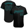 Custom Black Baseball Jersey with Black-Teal