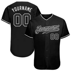 Custom Black Baseball Jersey with Black-White
