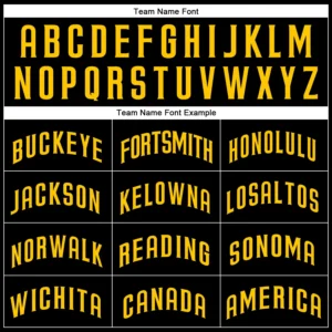 Custom Black Baseball Jersey with Gold - Image 3