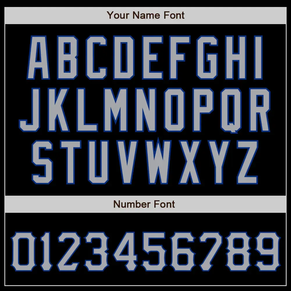 Custom Black Baseball Jersey with Gray-Royal - Image 2