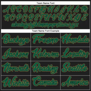 Custom Black Baseball Jersey with Kelly Green-Old Gold - Image 2