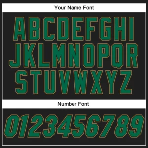 Custom Black Baseball Jersey with Kelly Green-Old Gold - Image 3