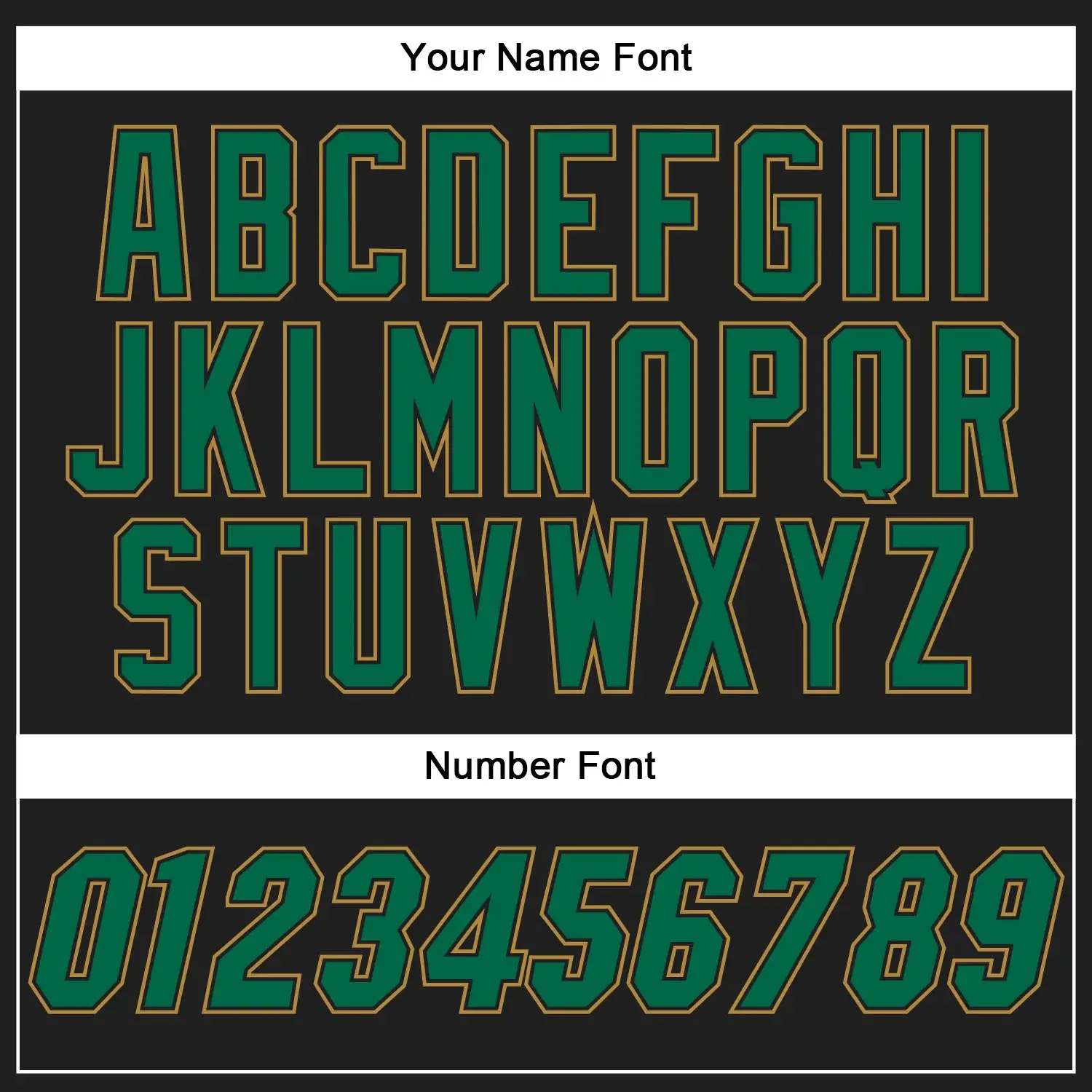 Custom Black Baseball Jersey with Kelly Green-Old Gold - Image 3
