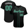 Custom Black Baseball Jersey with Kelly Green-White