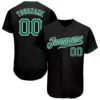 Custom Black Baseball Jersey with Kelly Green-White