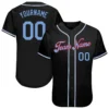 Custom Black Baseball Jersey with Light Blue-Red