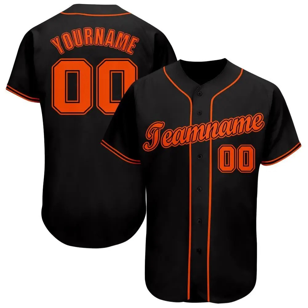 Custom Black Baseball Jersey with Orange