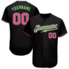 Custom Black Baseball Jersey with Pink-Pea-Green