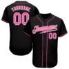 Custom Black Baseball Jersey with Pink-White