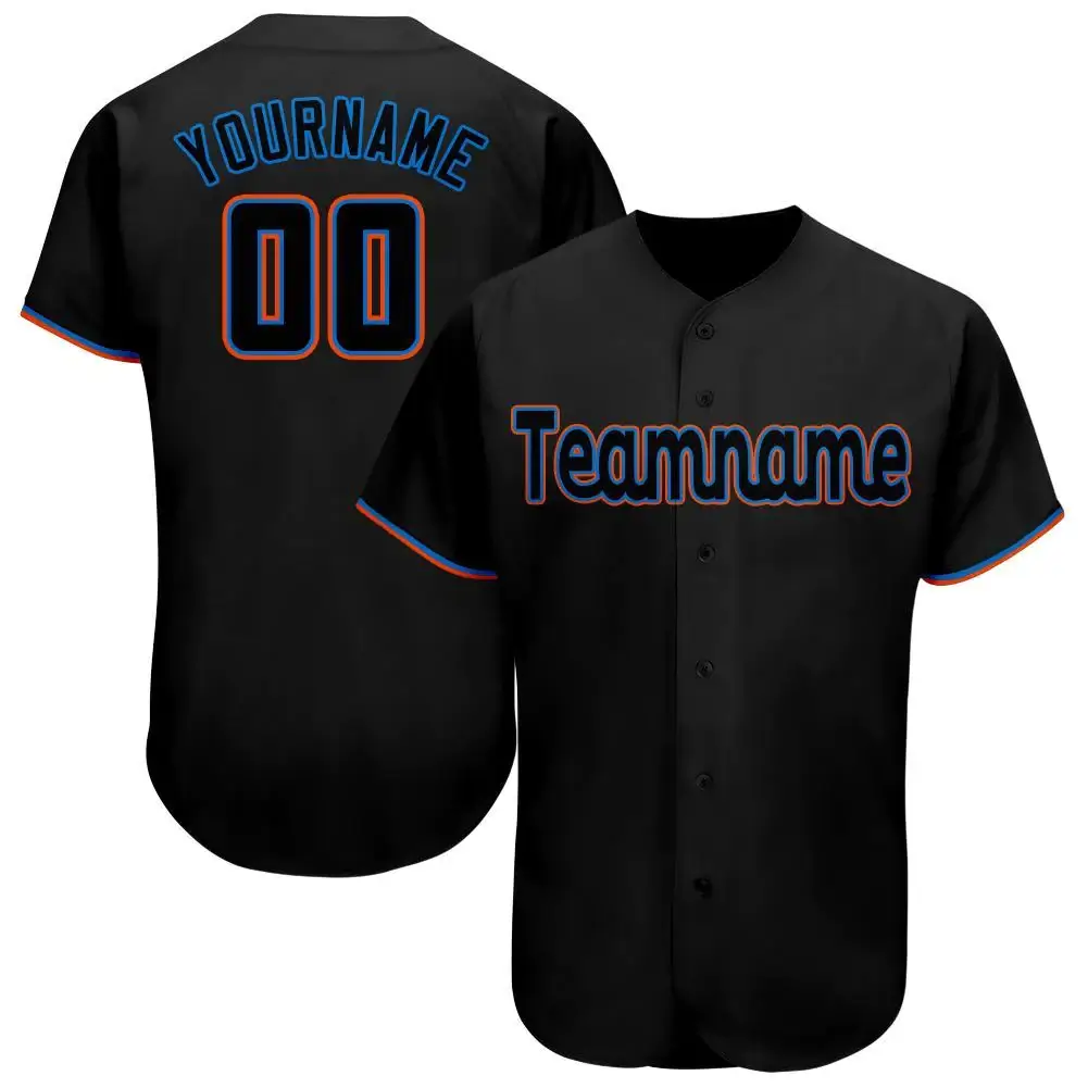 Custom Black Baseball Jersey with Powder Blue