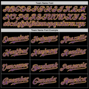 Custom Black Baseball Jersey with Purple-Gold - Image 2