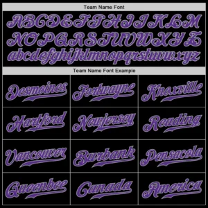Custom Black Baseball Jersey with Purple-Gray - Image 3