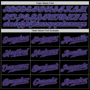 Custom Black Baseball Jersey with Purple-Light Blue - Image 3