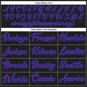 Custom Black Baseball Jersey with Purple-Royal - Image 2