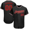 Custom Black Baseball Jersey with Red-Gray