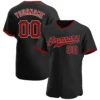 Custom Black Baseball Jersey with Red-White