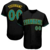 Custom Black Baseball Jersey with Teal-Gold