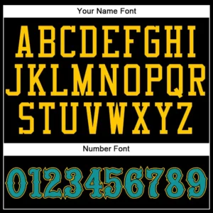 Custom Black Baseball Jersey with Teal-Gold - Image 3