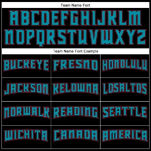 Custom Black Baseball Jersey with Teal-Red - Image 2