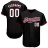 Custom Black Baseball Jersey with White-Crimson