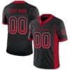 Custom Black Mesh Drift Fashion Football Jersey with Red