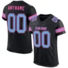 Custom Black Mesh Football Jersey with Light Blue-Pink